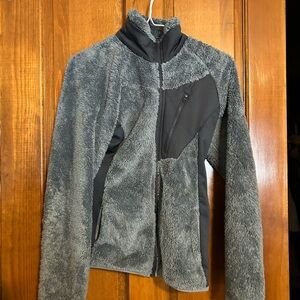 Slate Blue Fuzzy Jacket with Grey Accents